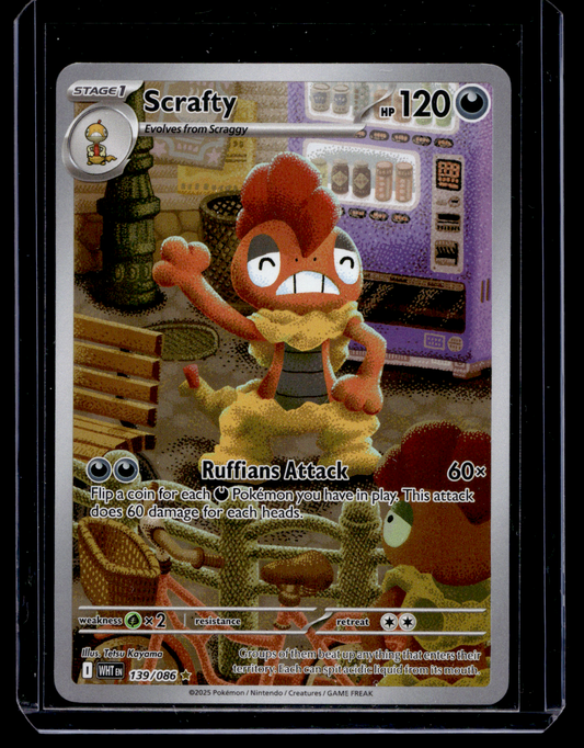 2025 Pokemon Scarlet & Violet - White Flare - Illustration Rare - Scrafty #139