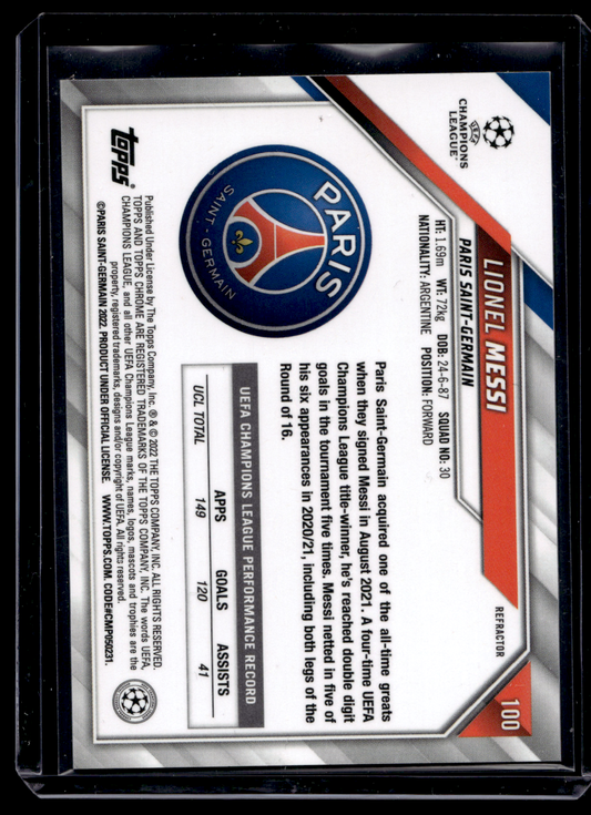 2021-22 Topps Chrome UCL - Refractor - Lionel Messi #100