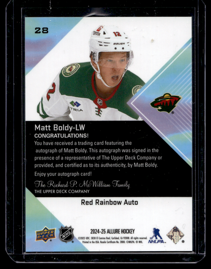 2024-25 Upper Deck Allure - Red Rainbow Autographs - Matt Boldy #28