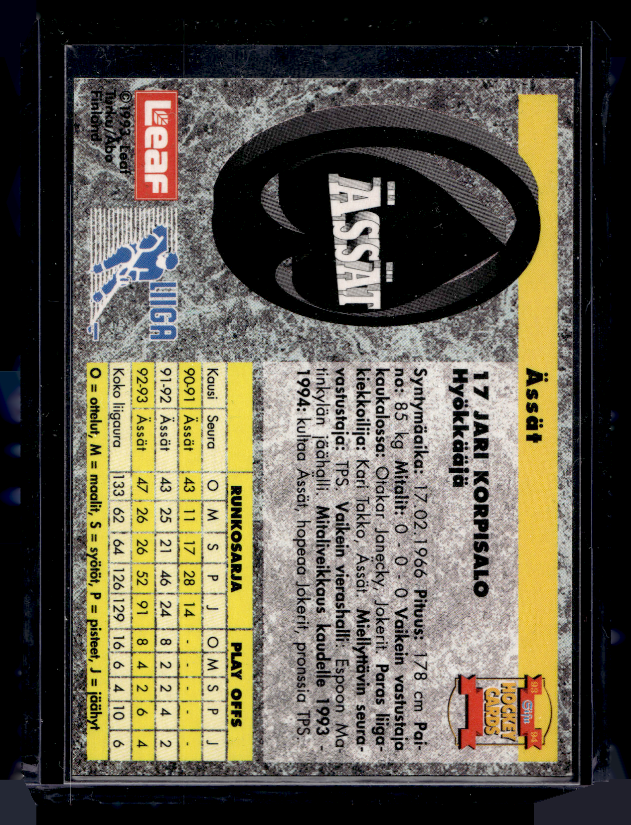 1993-94 Sisu Signature - Jari Korpisalo