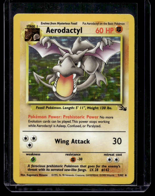 1999 Pokemon Fossil - Holo - Aerodactyl #1 (Kunto: EX)