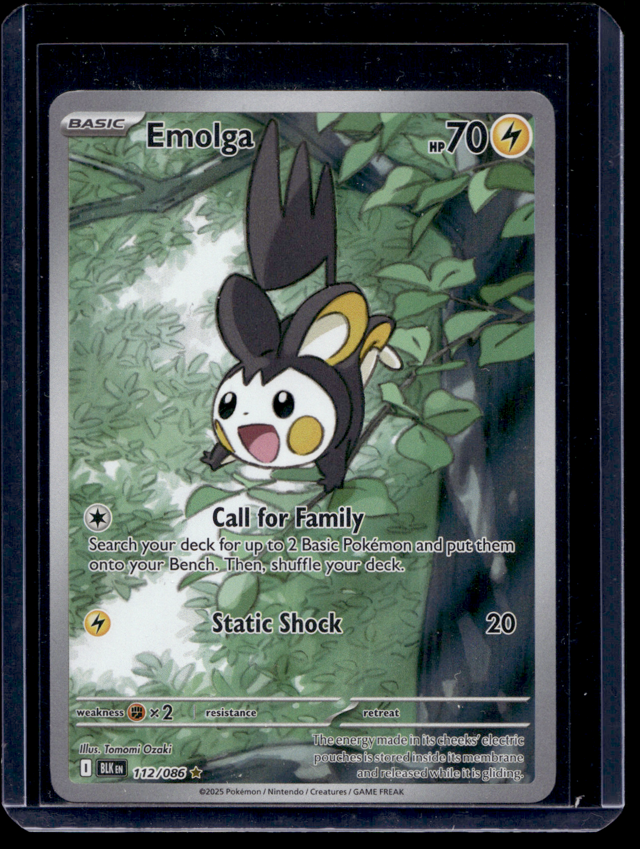 2025 Pokemon - Scarlet & Violet - Black Bolt - Illustration Rare - Emolga #112