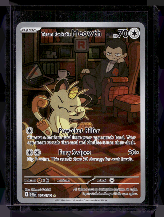 2025 Pokemon Scarlet & Violet - Destined Rivals - Illustration Rare - Team Rocket's Meowth #203