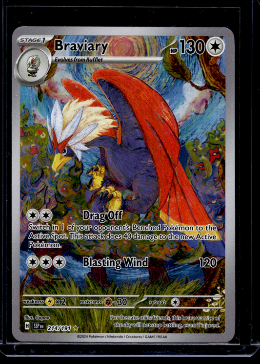2024 Pokemon - Scarlet & Violet - Surging Sparks - Illustration Rare - Braviary #214