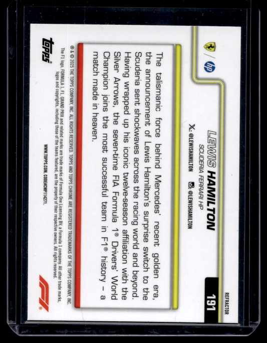 2025 Topps Chrome Formula 1 - Refractor - F1 On The Move - Lewis Hamilton #191