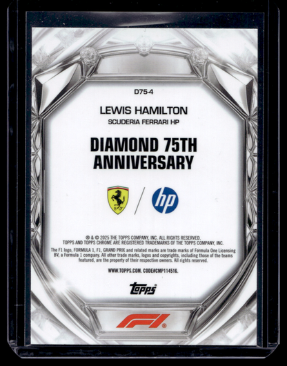 2025 Topps Chrome Formula 1 - Diamond 75th Anniversary - Lewis Hamilton #D75-4