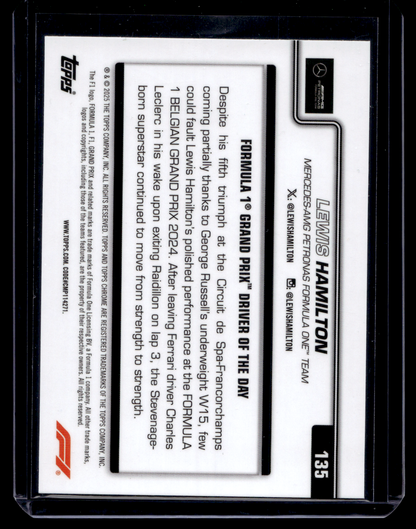 2025 Topps Chrome Formula 1 - Aqua Refractor - Grand Prix Driver of the Day - Lewis Hamilton #135 /199