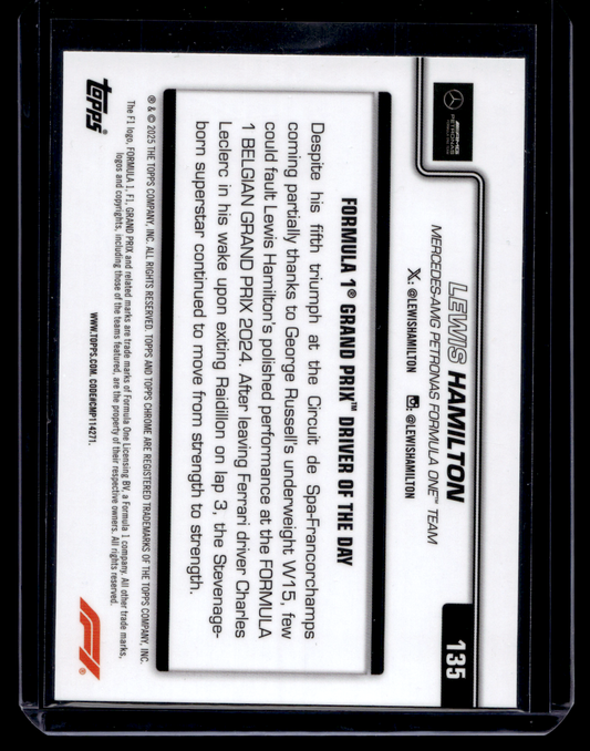 2025 Topps Chrome Formula 1 - Aqua Refractor - Grand Prix Driver of the Day - Lewis Hamilton #135 /199