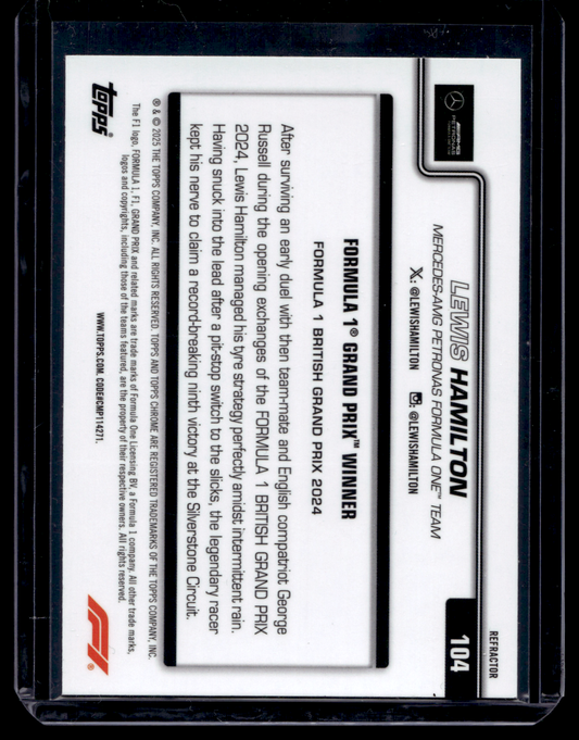 2025 Topps Chrome Formula 1  - Refractor - Grand Prix Winners - Lewis Hamilton #104