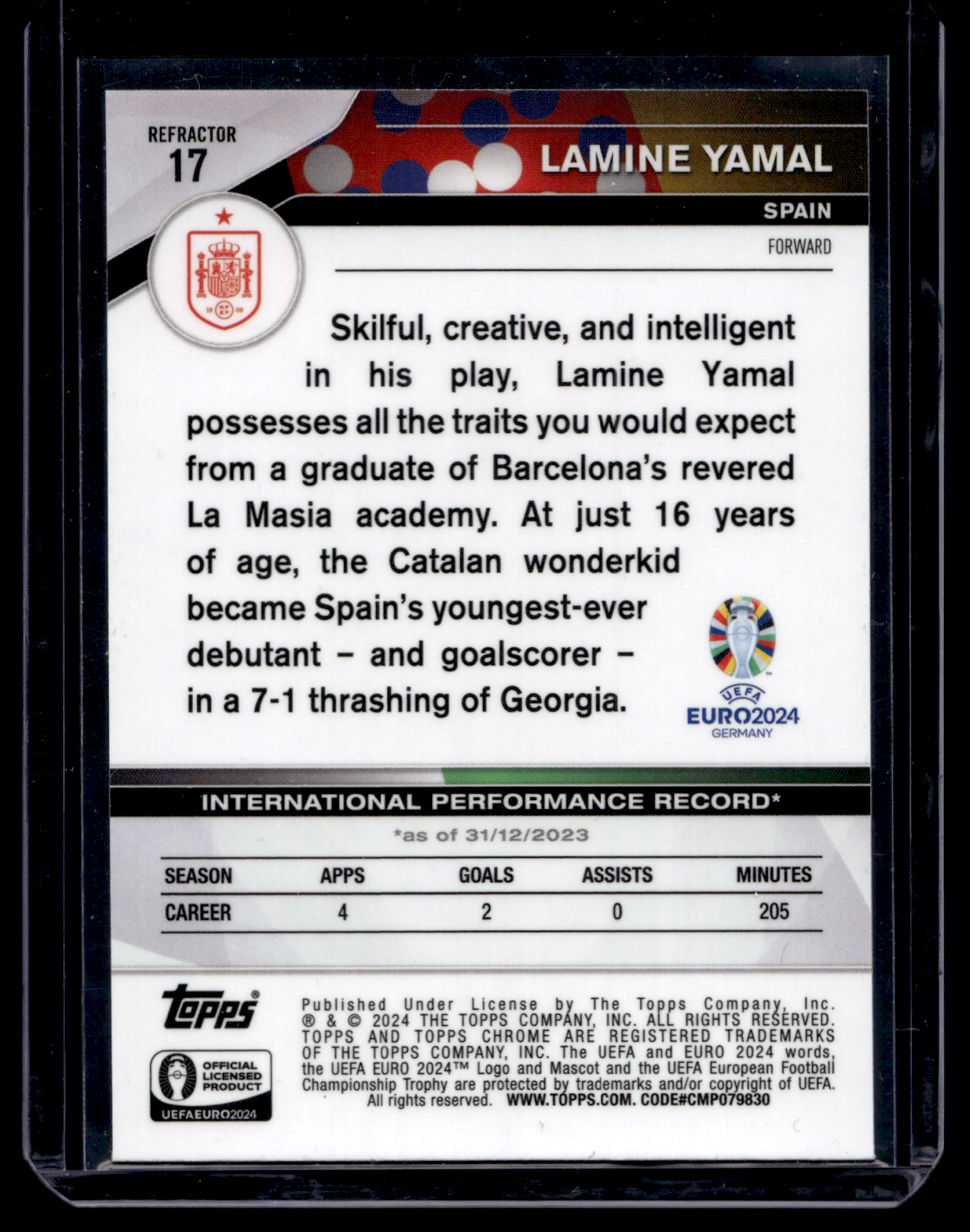 2024 Topps Chrome UEFA Euro - Refractor - National Debut - Lamine Yamal #17