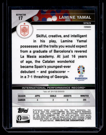 2024 Topps Chrome UEFA Euro - Refractor - National Debut - Lamine Yamal #17