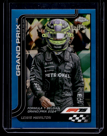 2025 Topps Chrome Formula 1 - Blue Refractor - Grand Prix Driver of the Day - Lewis Hamilton #135 /150