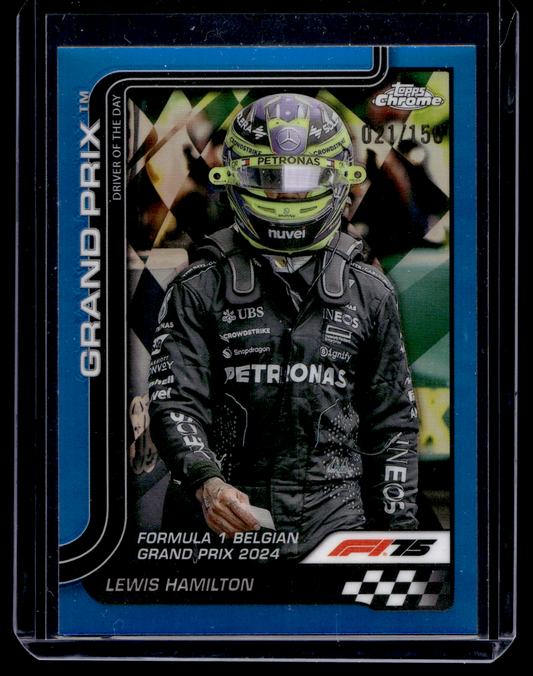 2025 Topps Chrome Formula 1 - Blue Refractor - Grand Prix Driver of the Day - Lewis Hamilton #135 /150