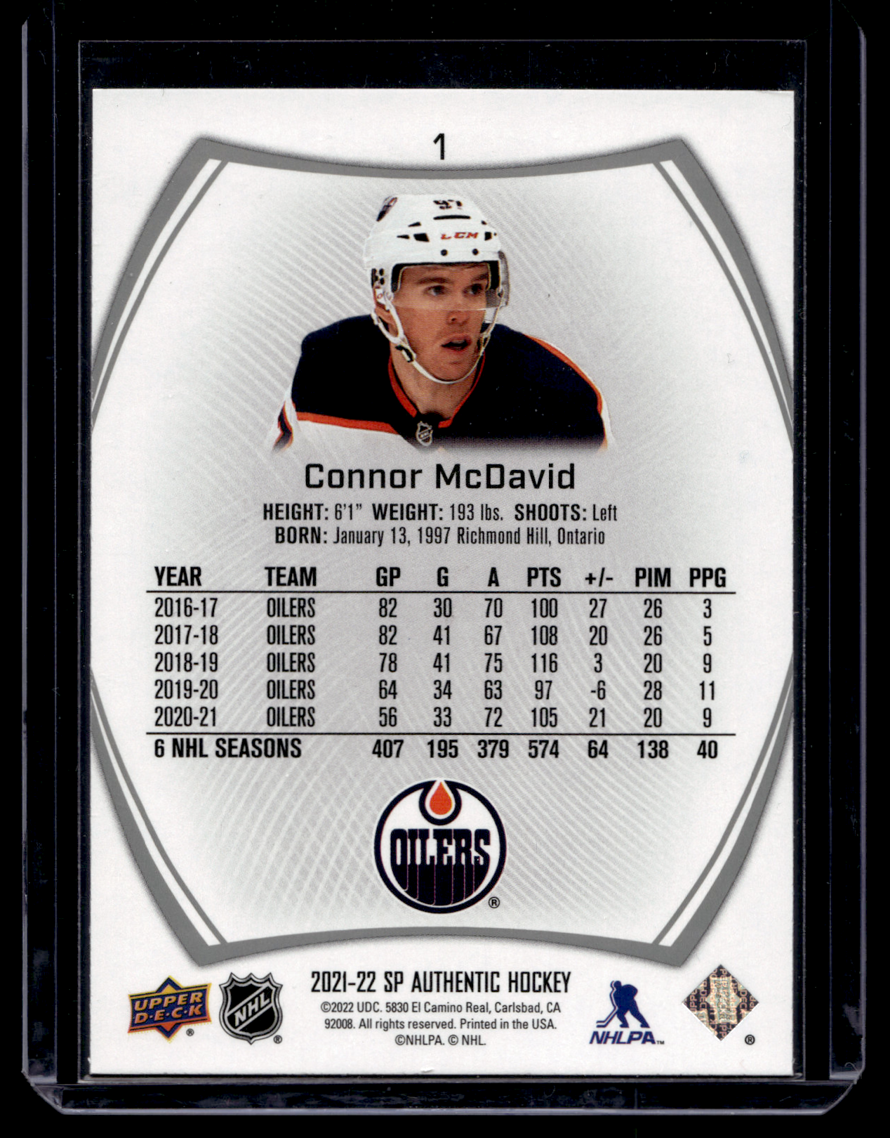 2021-22 Upper Deck SP Authentic - Connor McDavid #1