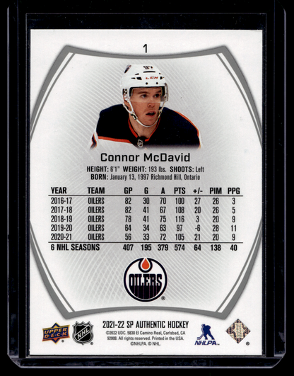 2021-22 Upper Deck SP Authentic - Connor McDavid #1