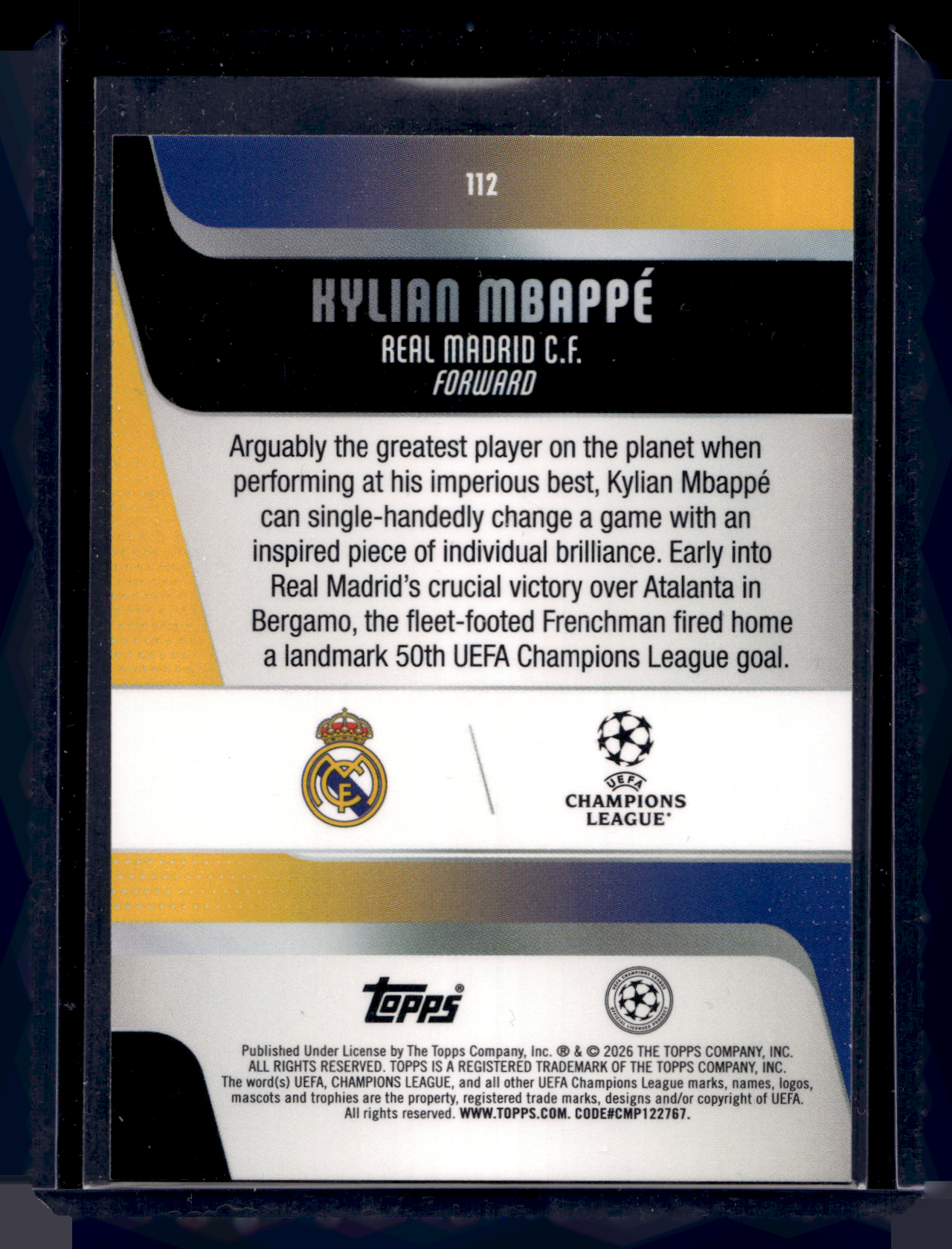 2025-26 Topps UEFA Club Competitions - Green Foil - Kylian Mbappé #112 /99