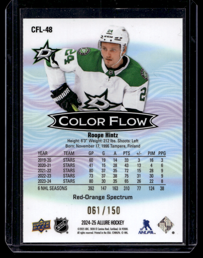 2024-25 Upper Deck Allure - Color Flow - Red Orange Spectrum - Roope Hintz #CFL-48 /150