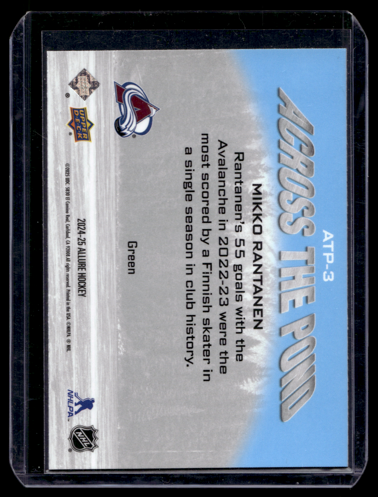 2024-25 Upper Deck Allure - Across the Pond - Green - Mikko Rantanen #ATP-3