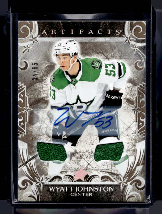 2024-25 Upper Deck Artifacts - Gold Auto Material - Wyatt Johnston #125 /65
