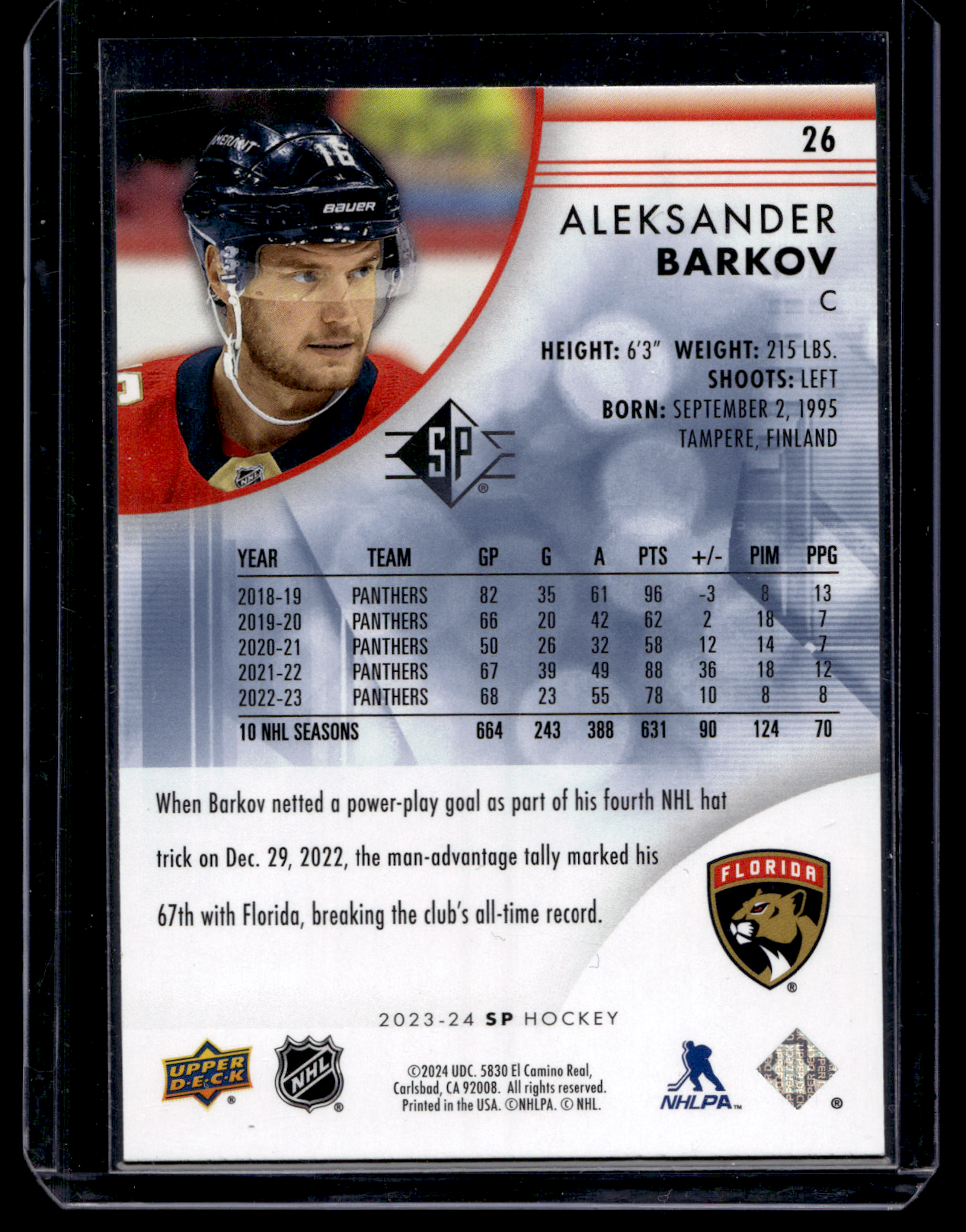 2023-24 Upper Deck SP - Retail - Blue - Aleksander Barkov #26
