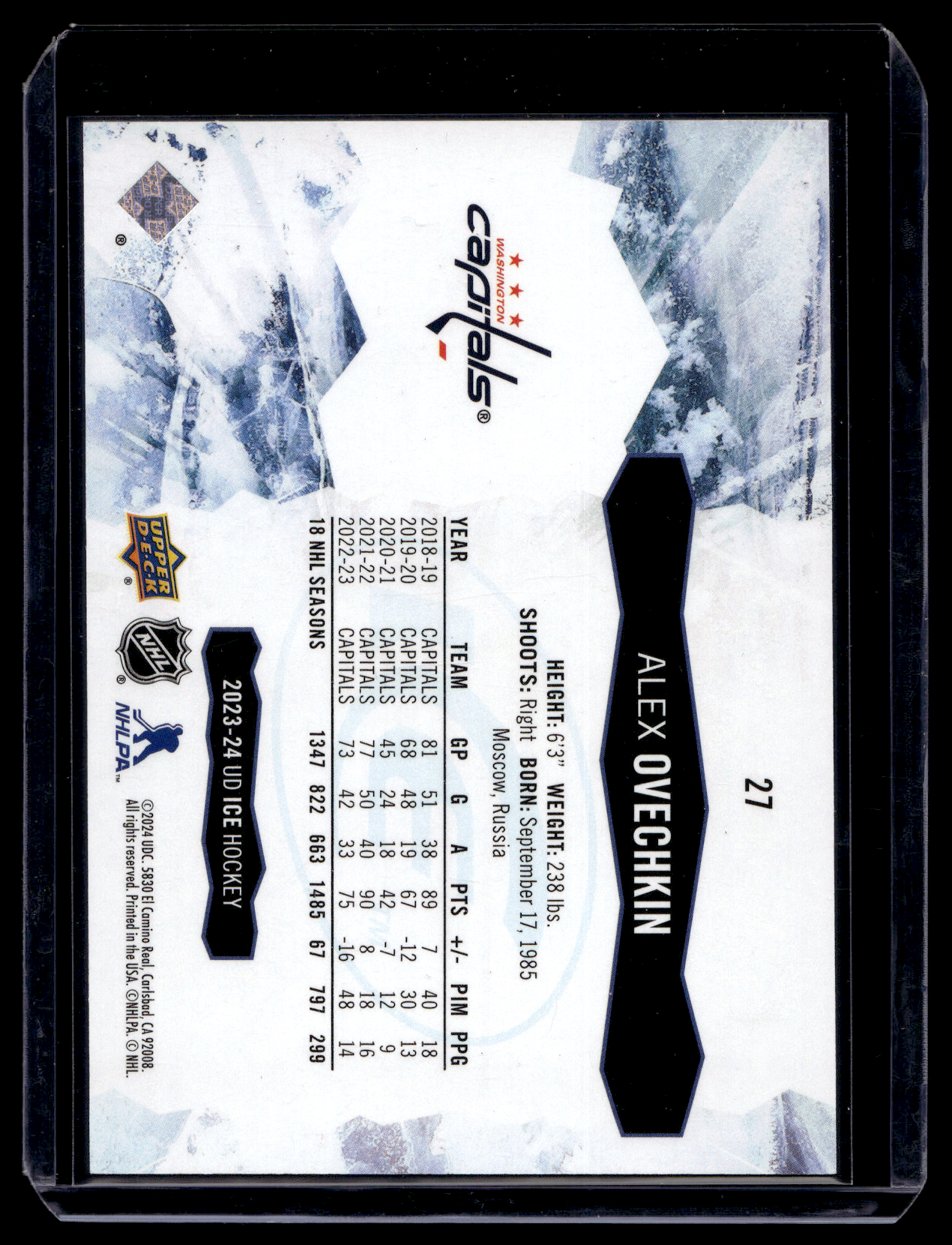2023-24 Upper Deck Ice - Greyscale - Alex Ovechkin #27 /99