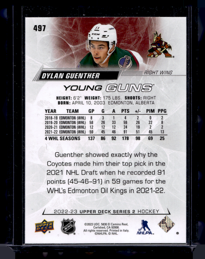 2022-23 Upper Deck Series 2 - Young Guns - Dylan Guenther #497 RC