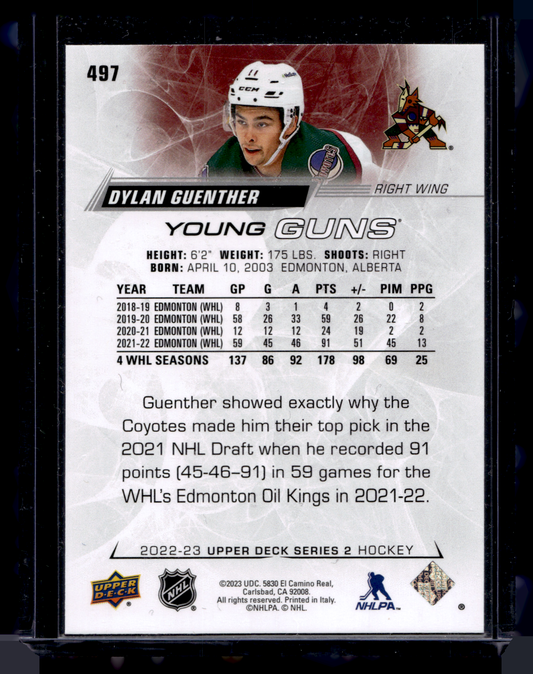 2022-23 Upper Deck Series 2 - Young Guns - Dylan Guenther #497 RC