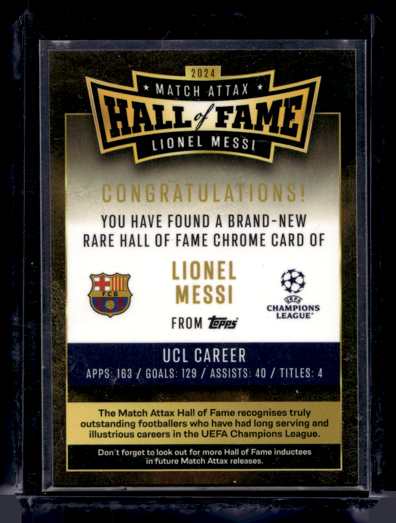 2024-25 Topps Match Attax UEFA Club Competitions - Hall of Fame - Lionel Messi #HOF 4