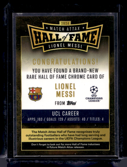2024-25 Topps Match Attax UEFA Club Competitions - Hall of Fame - Lionel Messi #HOF 4