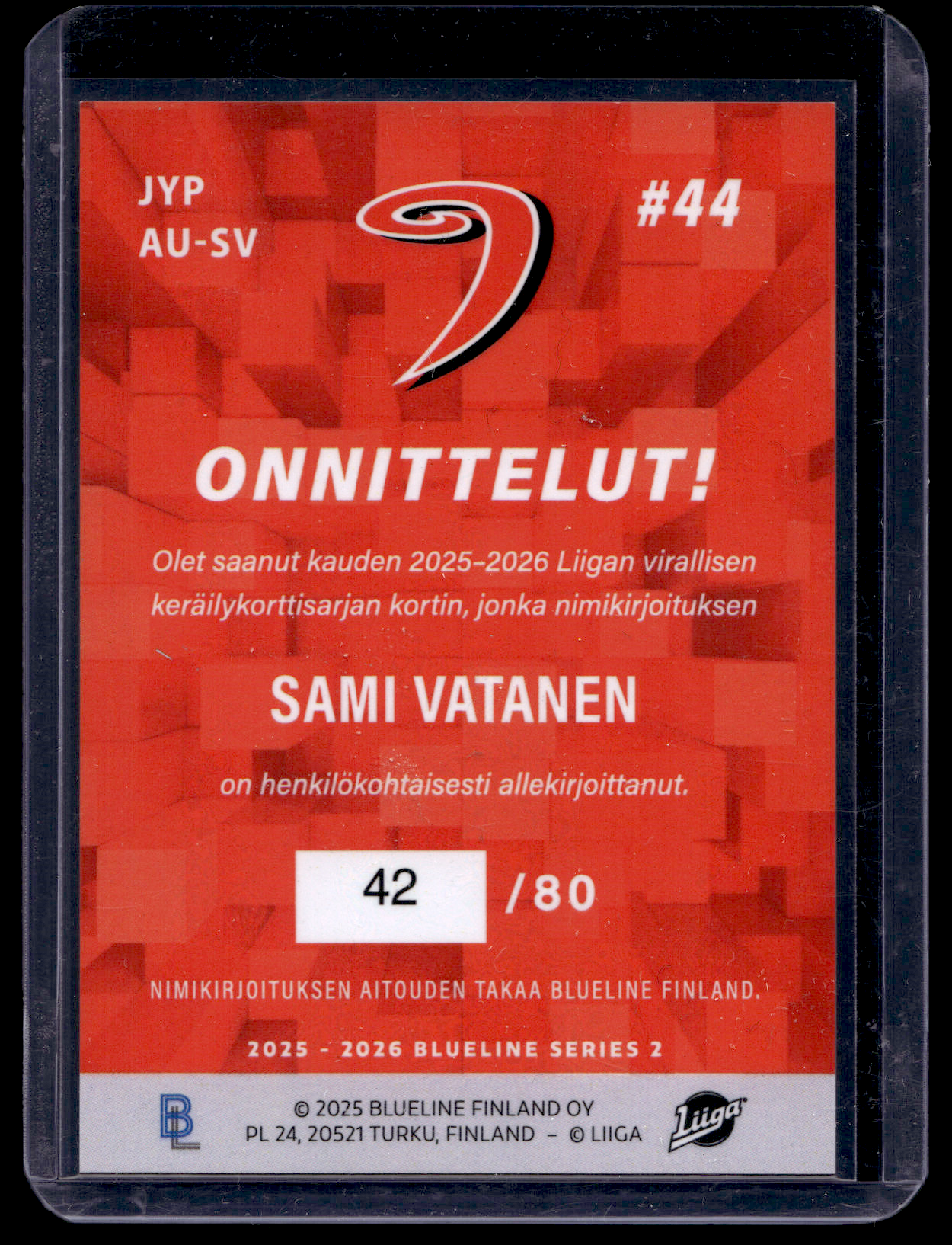 2025-26 Blueline Signature Silver - Sami Vatanen #AU-SV /80