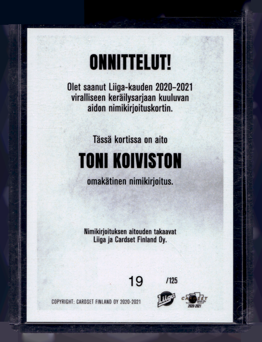 2020-21 Cardset Signature - Toni Koivisto /125