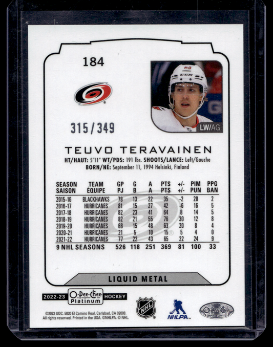 2022-23 Upper Deck OPC Platinum - Liquid Metal - Teuvo Teravainen #184 /349