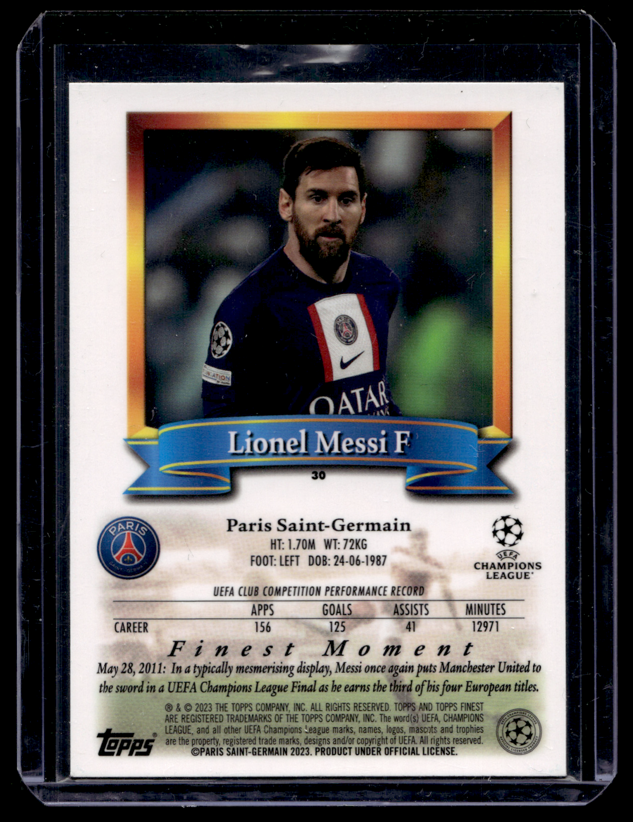 2022-23 Topps Finest Flashbacks UEFA - Lionel Messi #30