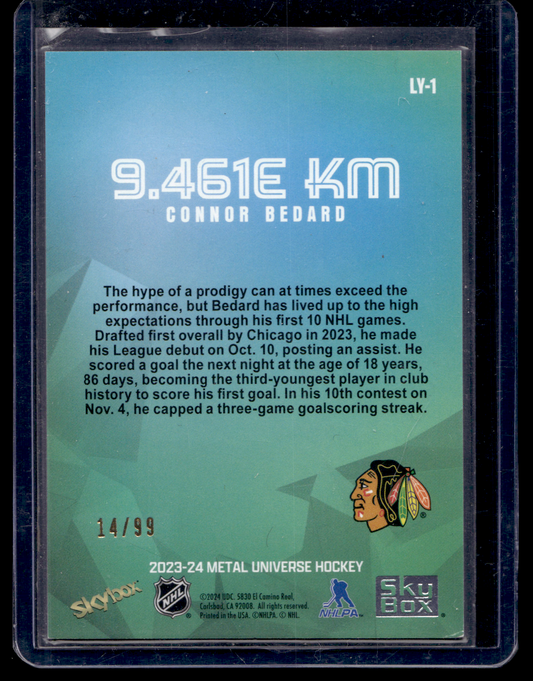 2023-24 Skybox Metal Universe - 9.641e KM - Gold - Connor Bedard #LY-1 /99 RY