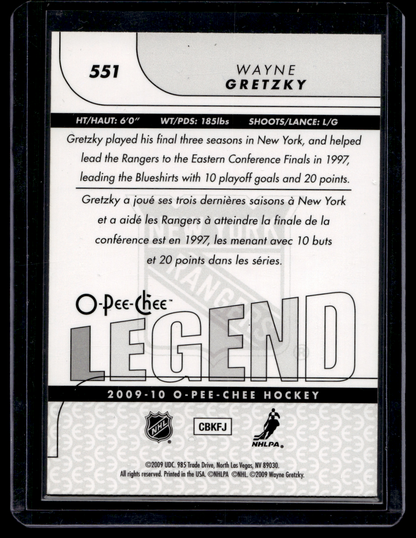2009-10 O-Pee-Chee - Foil Rainbow - Legend - Wayne Gretzky #551