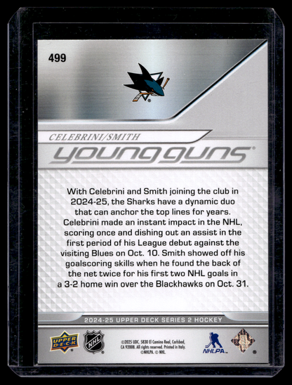 2024-25 Upper Deck Series 2 - Young Guns - Macklin Celebrini / Will Smith  #499 RC