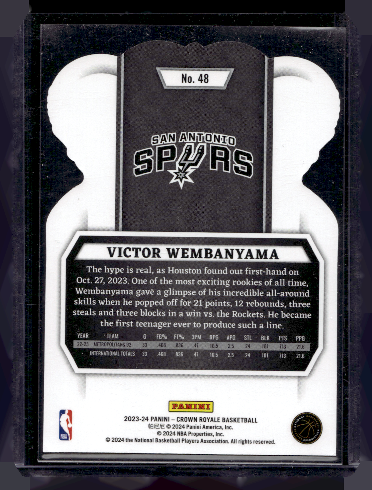 2023-24 Panini Crown Royale -  Victor Wembanyama #48 RC