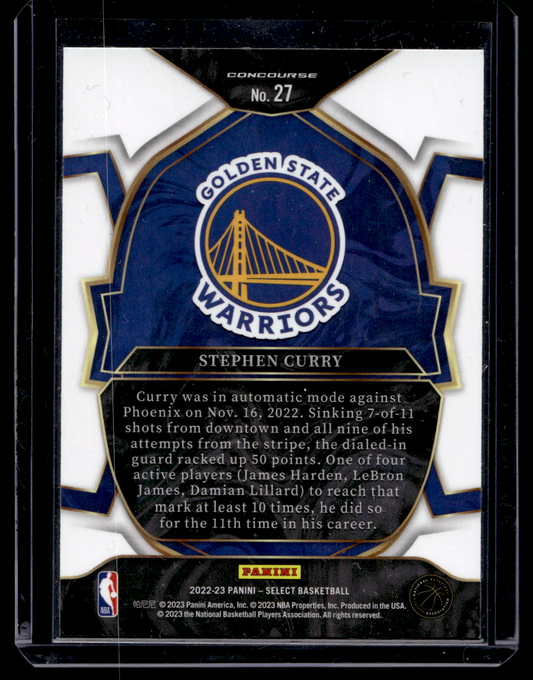 2022-23 Panini Select - Blue Prizm - Concourse - Stephen Curry #27