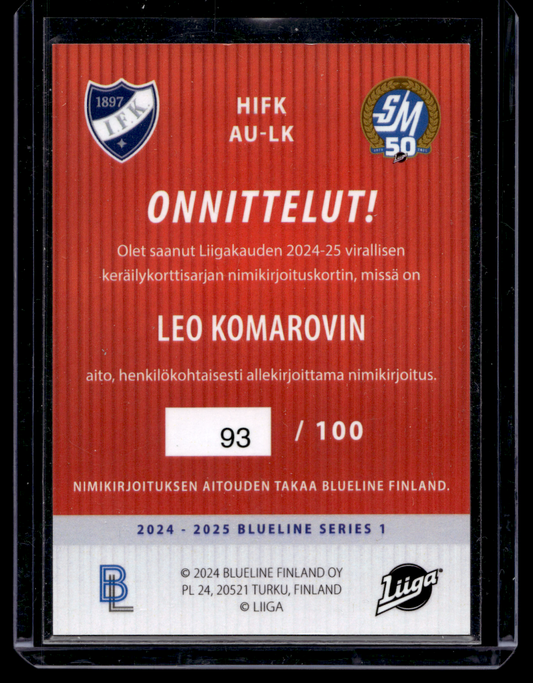 2024-25 Blueline Signature Silver - Leo Komarov #AU-LK /100