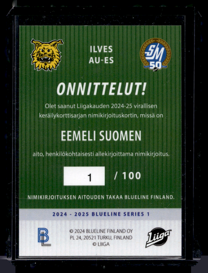 2024-25 Blueline Signature Silver - Eemeli Finland #AU-ES /100