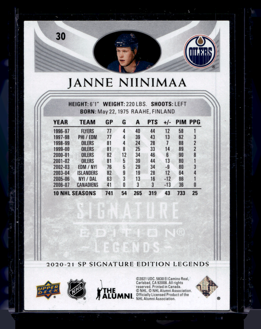 2020-21 Upper Deck SP Signature Edition Legends - Janne Niinimaa #30