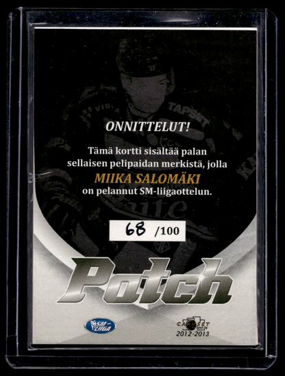 2012-13 Cardset - Patch - Miikka Salomäki /100