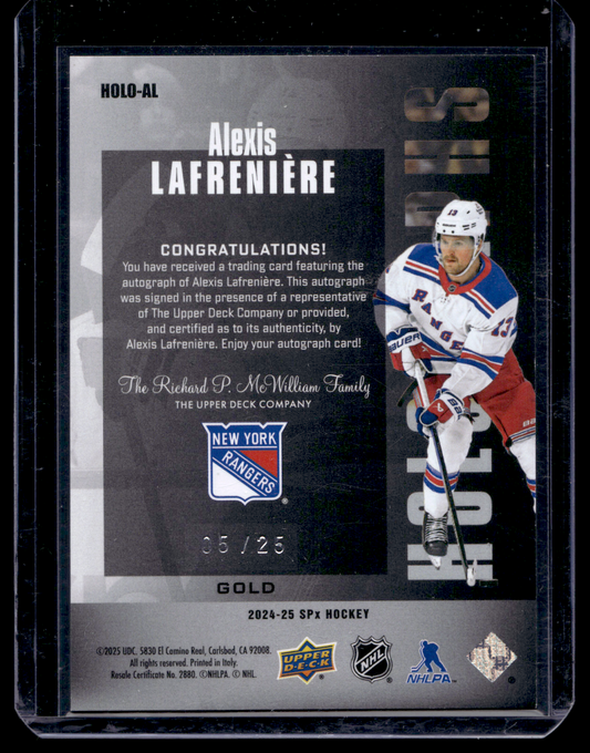 2024-25 Upper Deck SPx - HoloGraphs - Gold - Alexis Lafreniere #HOLO-AL /25