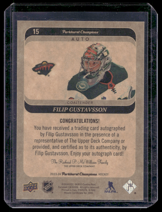 2023-24 Upper Deck Parkhurst Champions - Autographs - Filip Gustavsson #15