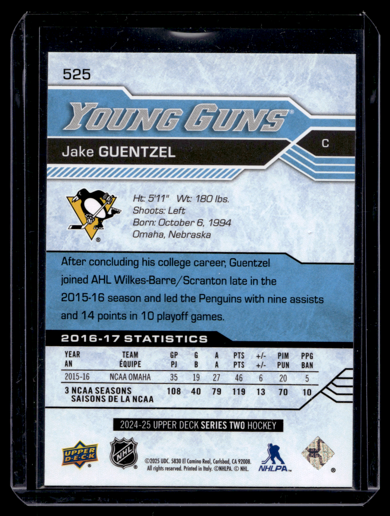 2024-25 Upper Deck Series 2 - Young Guns Renewed - Jake Guentzel #525