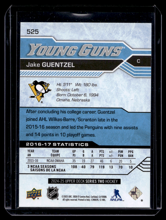 2024-25 Upper Deck Series 2 - Young Guns Renewed - Jake Guentzel #525