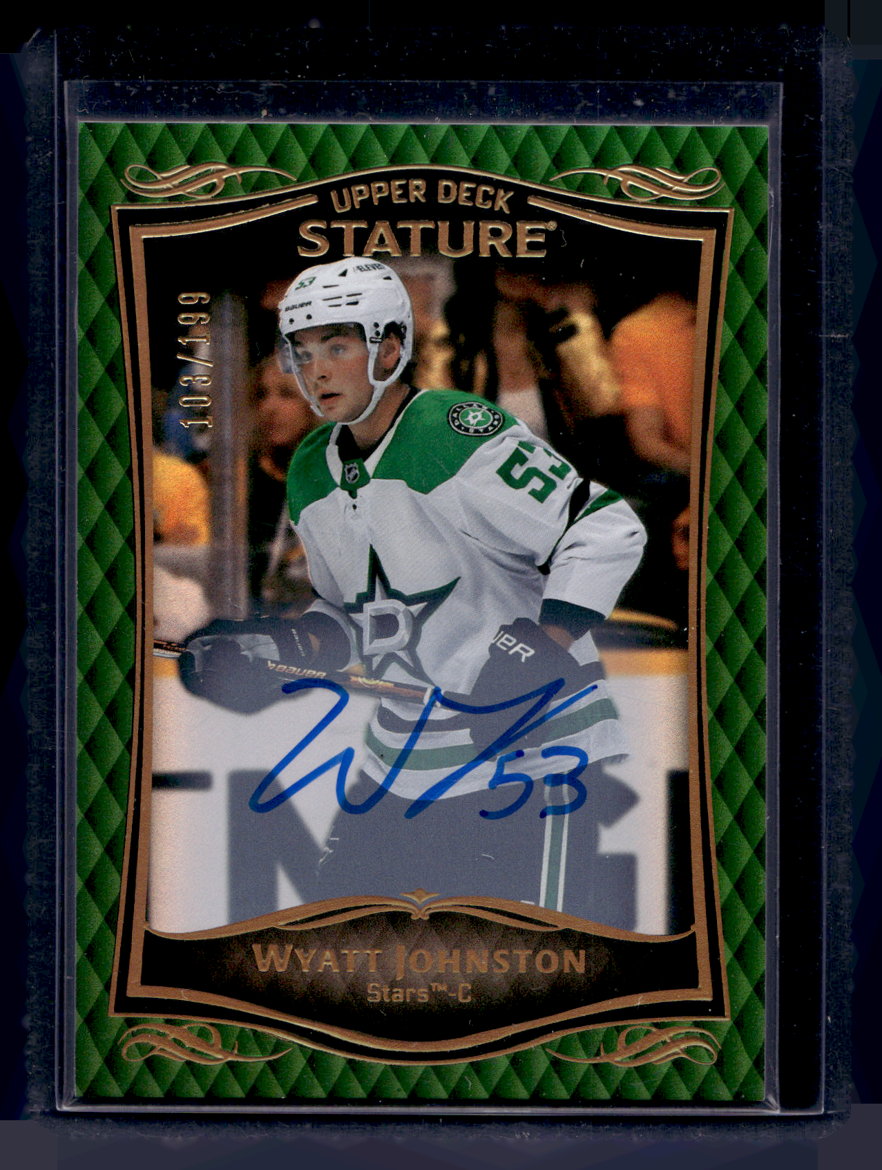 2024-25 Upper Deck Stature - 2023-24 Base - Green Autographs - Wyatt Johnston #25 /199