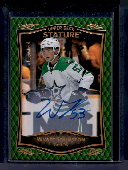2024-25 Upper Deck Stature - 2023-24 Base - Green Autographs - Wyatt Johnston #25 /199