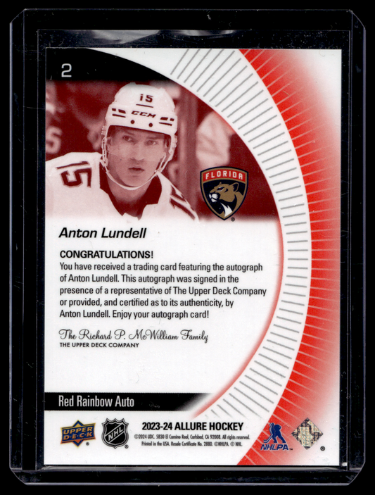2023-24 Upper Deck Allure - Red Rainbow Autographs - Anton Lundell #2