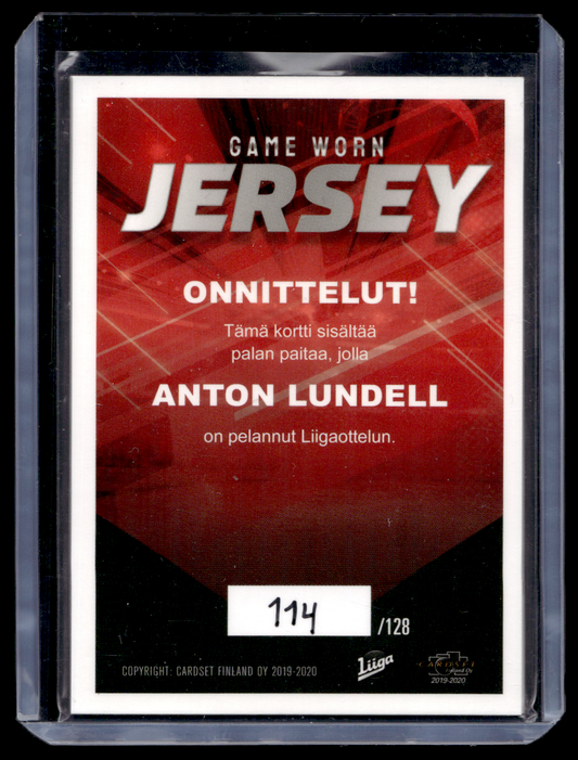 2019-20 Cardset - Game Worn Jersey - Anton Lundell /128
